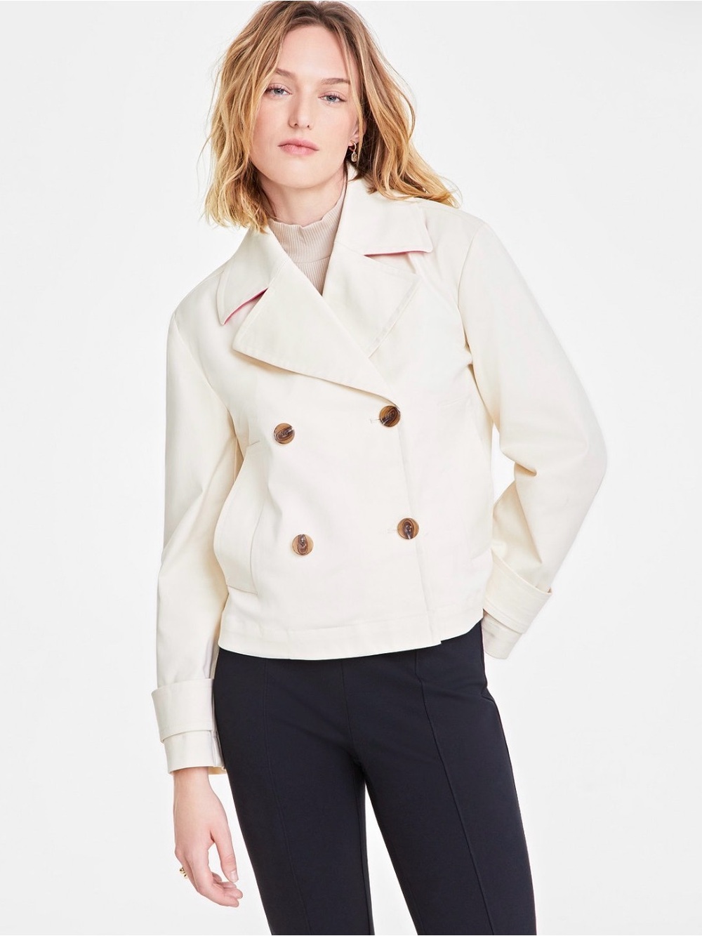 On 34th Women's Casual Cropped Twill Peacoat XS